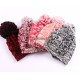 Acrylic jacquard winter cable knitting pompom hat